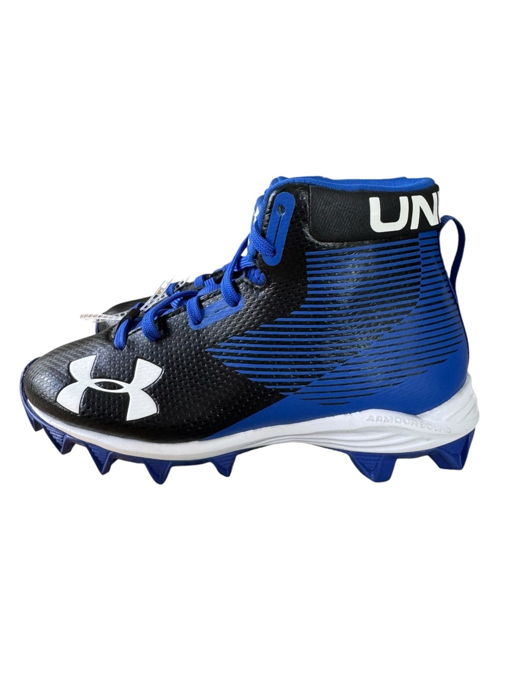 Under Armour Football Cleats Youth 13K Black Blue High Top NWT Fall Sports